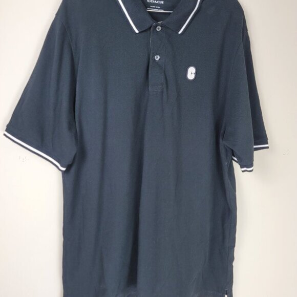 Coach Men Polo Shirt Signature Logo XXL Classic Black Designer Polo - Picture 6 of 14
